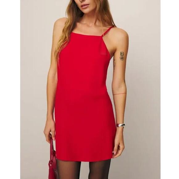 NWT Camille Reformation Rowe Laurien Dress Sleeveless Cherry Red Size Large - Picture 1 of 11